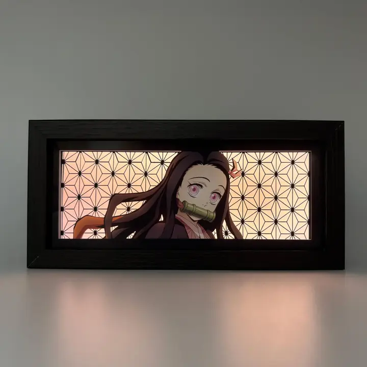 Caja de luz LED de Nezuko en papel 3D multicapa — Otaku Lamps