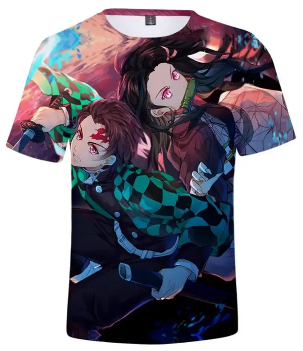 Camiseta de Demon Slayer con estampado 3D (poliéster) — WANHONGYUE