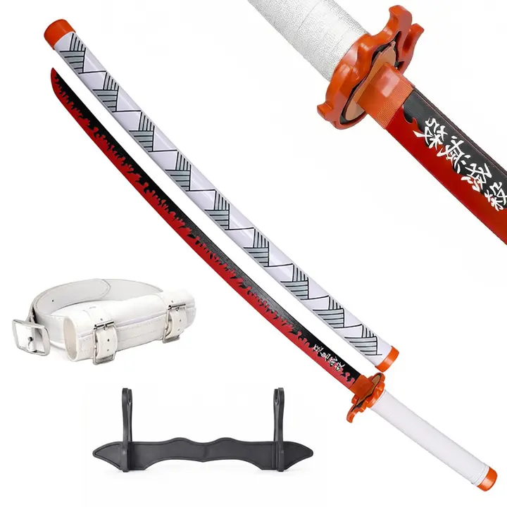 Katana de bambú de Kyojuro Rengoku con cinturón y soporte (102 cm)
