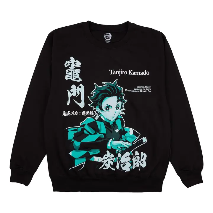 Sudadera negra de cuello redondo de Tanjiro Kamado — Bioworld